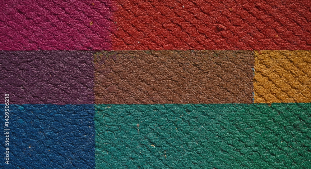 Aufkleber a colorful wall with a pattern of squares