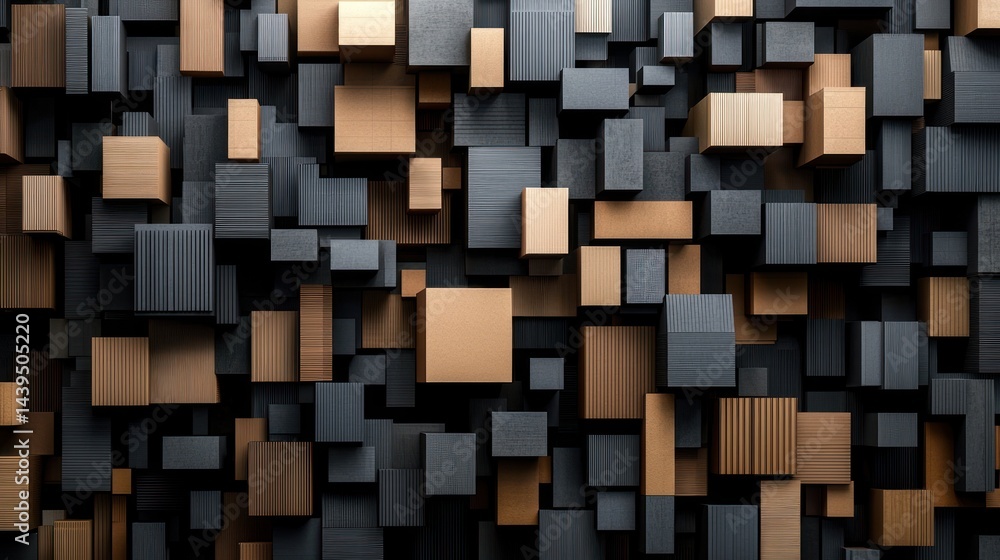 Canvas Prints abstract geometric pattern of layered wooden cubes