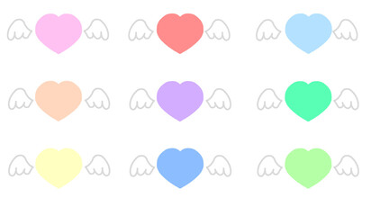 カラフルなエンジェルハートのアイコン