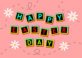 happy easter day greeting card vector illustration