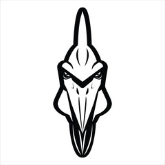 Pteranodon Dinosaur Silhouette Icon in Black and White © JackRabbit