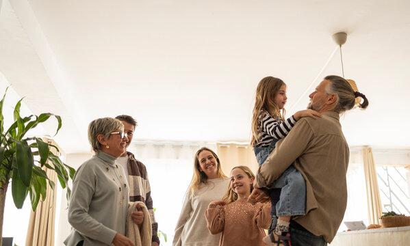 Three-generation family enjoying time together at home