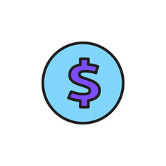 Illustration of a Dollar Sign Icon Within a Blue Circular Background Representing Finance and Economic Themes