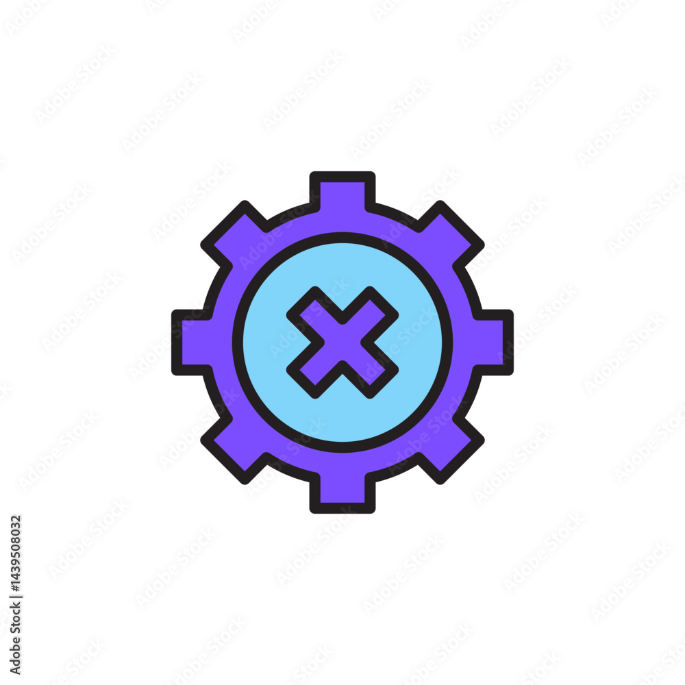 Poster colorful abstract gear icon symbolizing digital settings and customization in technology and busines