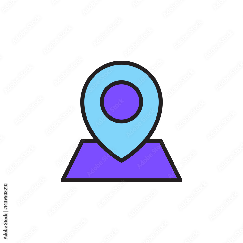Poster stylized map location icon representing geolocation and navigation for digital applications in moder
