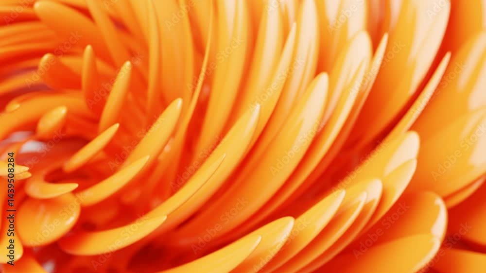 Poster 3d rendering slow motion abstract animation background in beautiful orange color