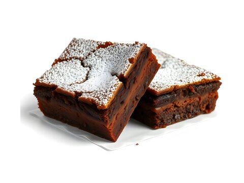 two chocolate cakes topped with icing sugar