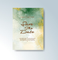 Wedding invitation with abstract watercolor background