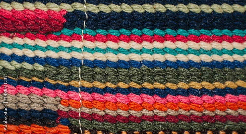 Poster a colorful, multi-colored piece of fabric with a white line running through it