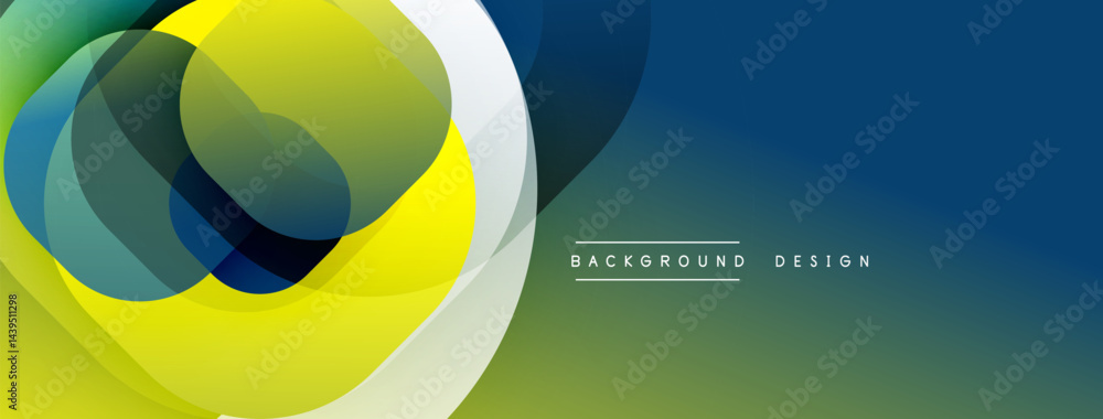 Aufkleber Abstract colorful overlapping circles create dynamic visual effect. Gradient shades blend seamlessly, forming modern background design.