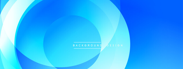 Abstract blue layers create dynamic circular composition. Gradient shades offer smooth visual flow, modern aesthetic.
