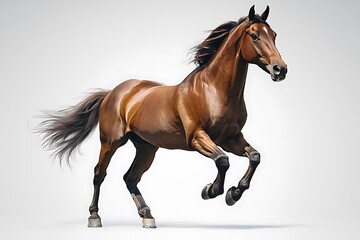 Obraz premium Majestic Brown Horse Running with Graceful Moves in Captivating Studio Lighting