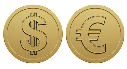 Isolated Dollar and Euro Coins