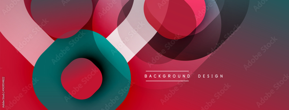 Poster Abstract geometric shapes overlap, creating dynamic red, teal gradients. Modern design element for backgrounds, presentations.