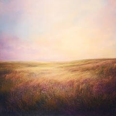 Serene golden field at dawn