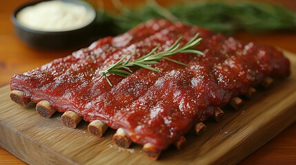 Obraz premium Tossing pork ribs in dry rub and flour,generative ai illustration