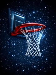 Basketball Hoop Against Starry Night Background