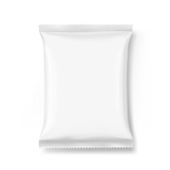 Blank realistic pillow bag mockup. Front view. Vector illustration isolated on white background. Perfect to create your final pack shot. EPS10.