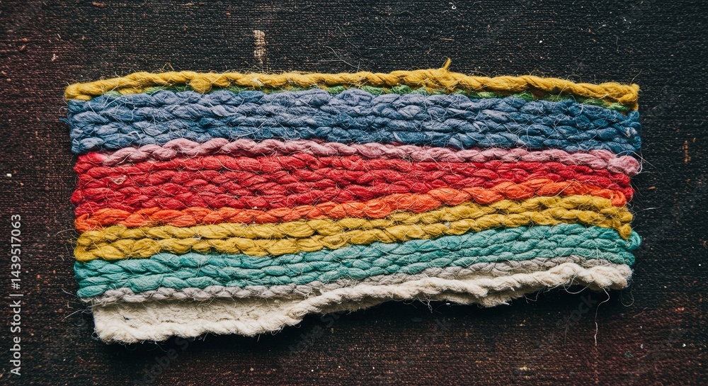 Poster a colorful piece of yarn with a striped pattern