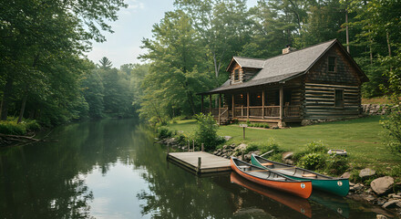 Charming Cabin Retreat By The River Surrounded By Tranquil Forest