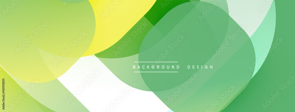 Fototapete Abstract background features overlapping translucent circles. Colors range from yellow, lime, mint, to white. Modern design element.