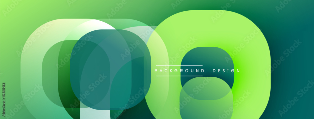 Aufkleber Abstract rounded shapes overlap. Gradient shades create modern visual effect. Minimalist design for backgrounds, presentations.