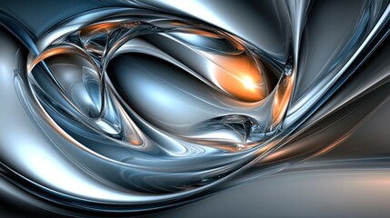 Abstract metallic fluid forms a dynamic, swirling design.