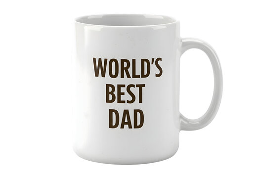 World's Best Dad printed on white coffee mug isolated on transparent background