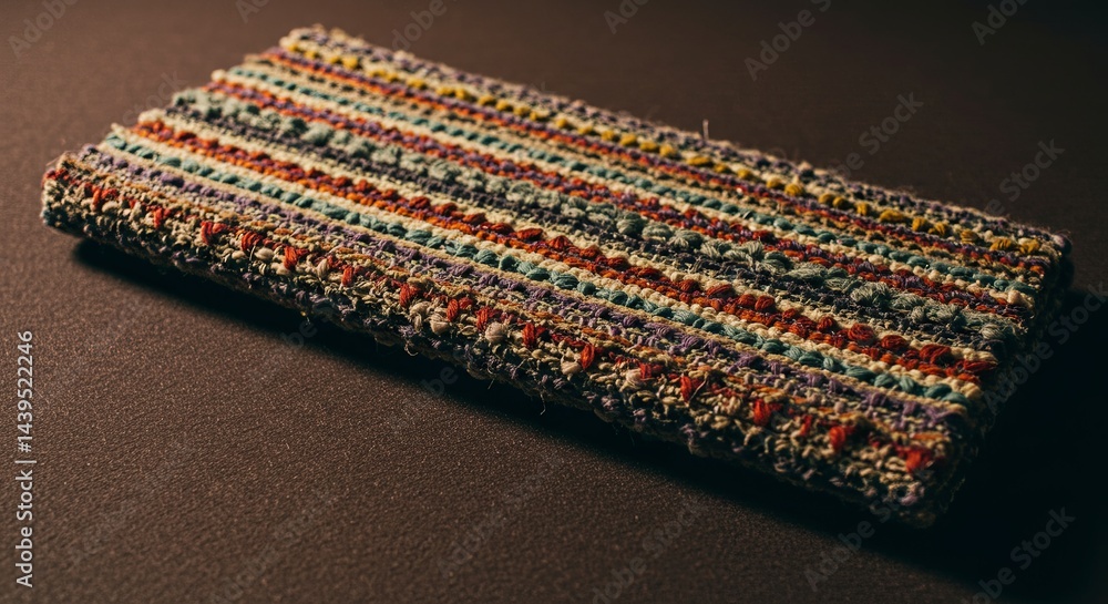 Poster a colorful piece of cloth with a pattern of stripes and dots