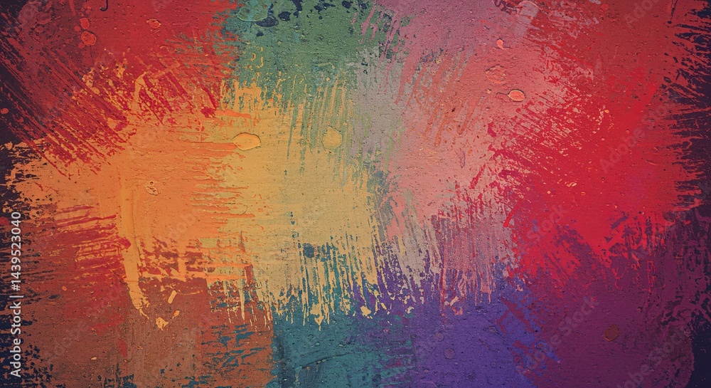 Poster a colorful painting with splatters of paint on it