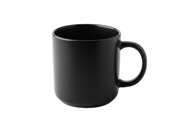 A simple black ceramic mug isolated against a black background