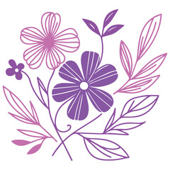 Floral line drawing. One line botanical artwork. Minimalist flowers design. Fine print cushion art. Contemporary floral sketch.

