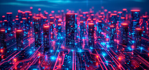 Fototapeta premium Smart city on circuit board background