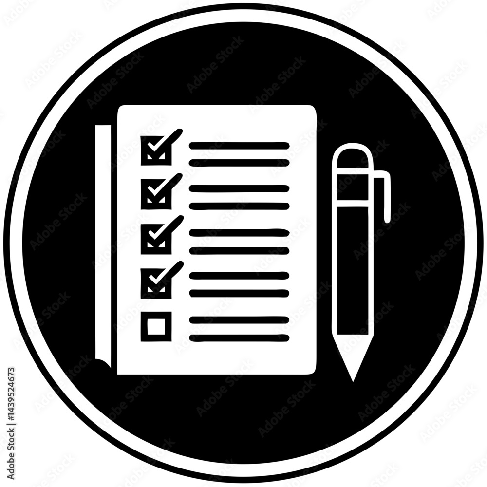 Poster to-do list symbol with check marks and pen icon