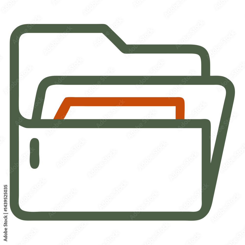 Poster icon of a folder with documents in a minimalist style