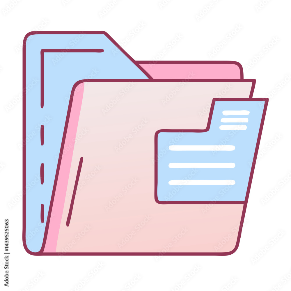 Poster icon of a folder with documents in a minimalist style