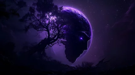 Cosmic tree moon face