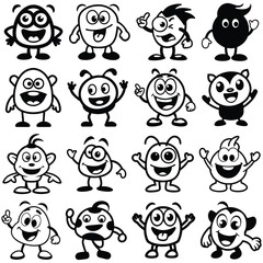Cute cartoon mascot set. mascots cartoon, mascot, cute mascot, funny mascot, Vector illustration.