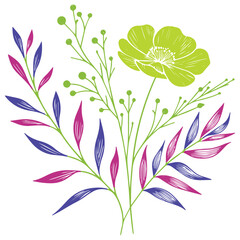 One line floral design. Botanical outline artwork. Minimalist flower pattern. Hand drawn flowers. Contemporary cushion print.

