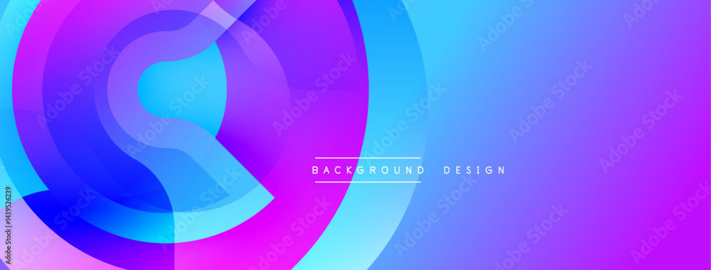 Poster abstract vibrant layers create flowing shapes. purple, blue hues blend, forming dynamic modern backg