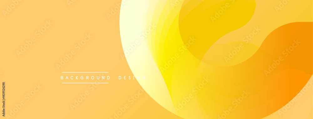 Poster Abstract background features smooth, overlapping yellow shapes. Warm color palette creates modern, dynamic visual effect.