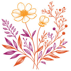 Abstract floral line art. One line botanical sketch. Minimalist design. Hand painted flowers. Modern cushion cover.

