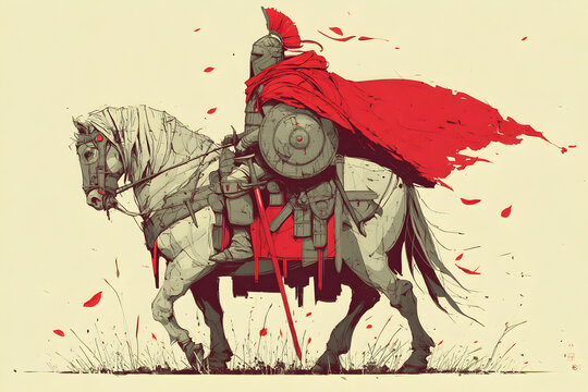 Illustration of a medieval knight holding a sword, standing in front of a castle, minimalist style.

