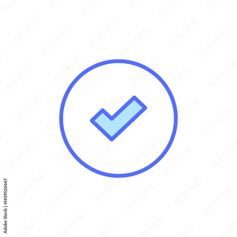 Poster modern checkmark icon within a circular outline representing success and approval in digital design