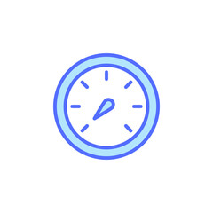 Digital Icon Representing Data Analytics and Internet Marketing Strategies with Gauge and Graph Elements in a Modern Flat Design