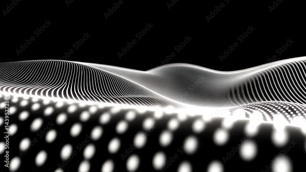 Poster Abstract digital wave form in grayscale.