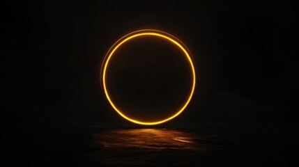 A glowing yellow circle hovers above a dark textured surface