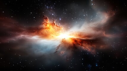 Fototapeta premium Cosmic Dawn: Nebula Landscape with Stars nebula space stars cosmic universe galaxy astronomy cloud