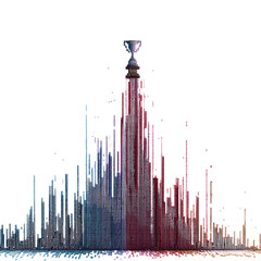 Obraz premium Abstract Pixel Art Trophy Tower Success, Achievement, and Competition Visualization