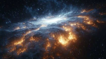 Fototapeta premium Fiery Black Hole: Cosmic Inferno and Stellar Formation black hole galaxy space universe cosmos fiery